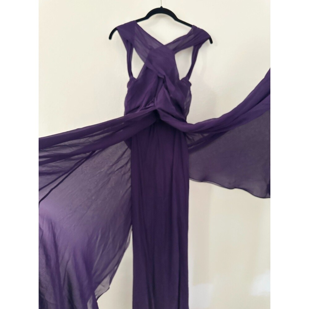 NEW Diane Von Furstenberg Nikki 100% Silk Gown Purple Layered Wedding Women's 8 - Picture 7 of 12